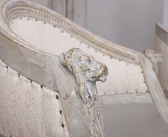 19th c Pair of Swedish Gustavian Painted Barrel Back Armchairs with Lion Heads - 2640315
