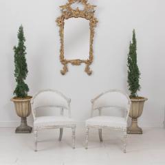 19th c Pair of Swedish Gustavian Painted Barrel Back Armchairs with Lion Heads - 3470010
