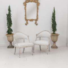 19th c Pair of Swedish Gustavian Painted Barrel Back Armchairs with Lion Heads - 3508990