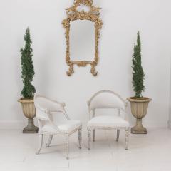 19th c Pair of Swedish Gustavian Painted Barrel Back Armchairs with Lion Heads - 3509000