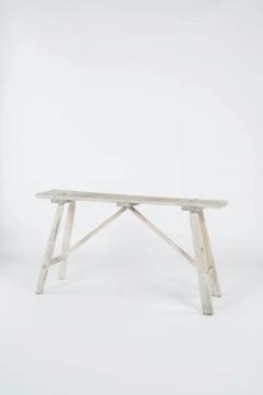 19th c Primitive Bleached Wood Console Table - 3533424