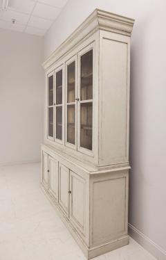 19th c Swedish Gustavian Four Door Painted Glass Vitrine Bookcase Cabinet - 2642824