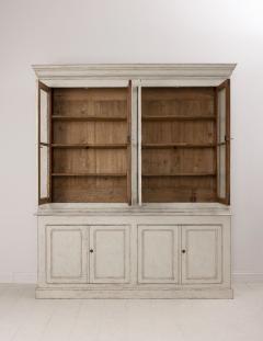 19th c Swedish Gustavian Four Door Painted Glass Vitrine Bookcase Cabinet - 2642826