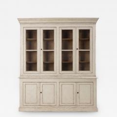 19th c Swedish Gustavian Four Door Painted Glass Vitrine Bookcase Cabinet - 2649627