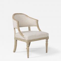 19th c Swedish Gustavian Painted Barrel Back Armchair - 3944636