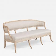 19th c Swedish Gustavian Painted Barrel Back Sofa Bench with Splayed Legs - 4495180