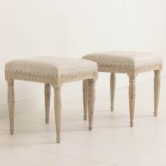 19th c Swedish Gustavian Painted Stools Signed by Johannes Ericsson - 3591915