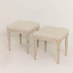 19th c Swedish Gustavian Painted Stools Signed by Johannes Ericsson - 3591916