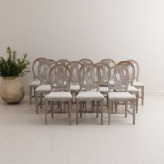 19th c Swedish Gustavian Period Collection of Twelve Chairs in Original Paint - 3142789