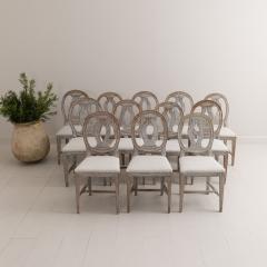 19th c Swedish Gustavian Period Collection of Twelve Chairs in Original Paint - 3142790