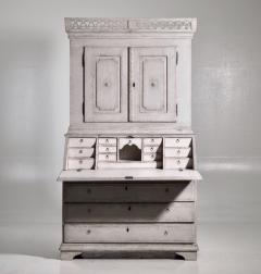 19th c Swedish Gustavian Period Painted Secretary with Library - 2635397