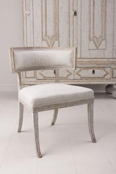 19th c Swedish Gustavian Period Upholstered and Painted Klismos Chair - 2609986
