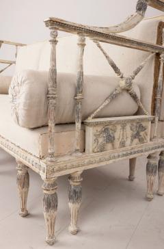 19th c Swedish Gustavian Sofa Bench with Egyptian Carvings in Original Paint - 2752210