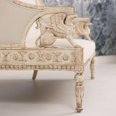 19th c Swedish Gustavian Sofa Bench with Griffins in Original Paint - 3932178