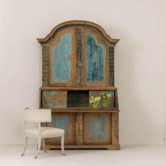 19th c Swedish Rococo Secretary with Library in Original Paint - 3556069