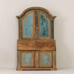 19th c Swedish Rococo Secretary with Library in Original Paint - 3556070