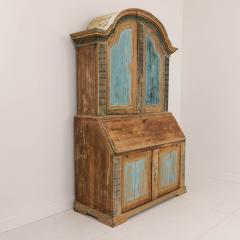 19th c Swedish Rococo Secretary with Library in Original Paint - 3556071