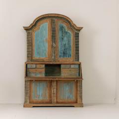 19th c Swedish Rococo Secretary with Library in Original Paint - 3556079