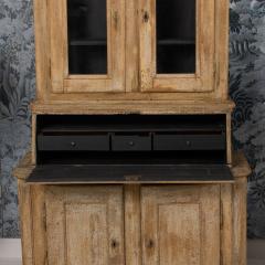 19th c Swedish Two Part Vitrine Secretary in Original Paint - 4147335