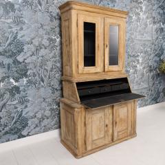 19th c Swedish Two Part Vitrine Secretary in Original Paint - 4147336