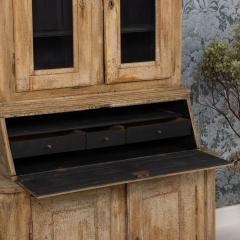 19th c Swedish Two Part Vitrine Secretary in Original Paint - 4147337