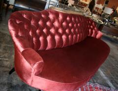 19th c Tufted Sofa with Gold Leaf Iron Planter - 500626