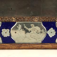 19th c Venetian Murano Mirror with Blue Glass and Reverse Etched Mirror Plates - 3890438