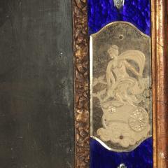 19th c Venetian Murano Mirror with Blue Glass and Reverse Etched Mirror Plates - 3890440