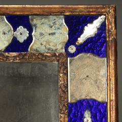 19th c Venetian Murano Mirror with Blue Glass and Reverse Etched Mirror Plates - 3890441