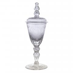 19th century Bohemian engraved glass goblet and cover - 3997869