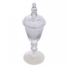 19th century Bohemian engraved glass goblet and cover - 3997872