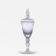 19th century Bohemian engraved glass goblet and cover - 4000503