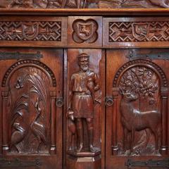 19th century English carved oak cabinet - 3326230