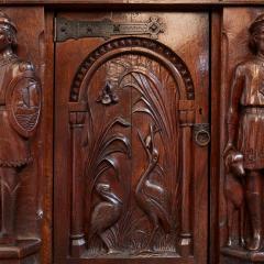 19th century English carved oak cabinet - 3326254
