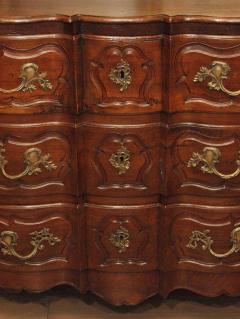 19th century French Arbalette Louis XV Walnut 3 Drawer Commode - 779151