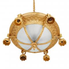 19th century French gilt bronze and glass six light chandelier - 3530646