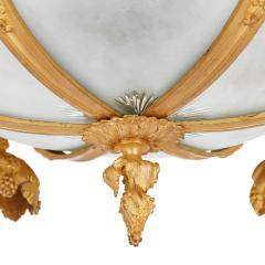 19th century French gilt bronze and glass six light chandelier - 3530649