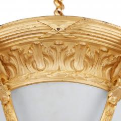 19th century French gilt bronze and glass six light chandelier - 3530650