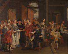 19th century French painting genre scene with wedding - 4111107