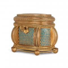 19th century blue guilloch enamel and gilt metal casket - 3530661