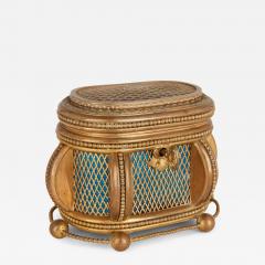 19th century blue guilloch enamel and gilt metal casket - 3532286