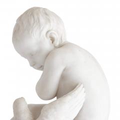 19th century marble sculpture of a putto and bird signed Pigal - 3364603