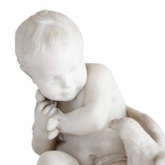 19th century marble sculpture of a putto and bird signed Pigal - 3364604