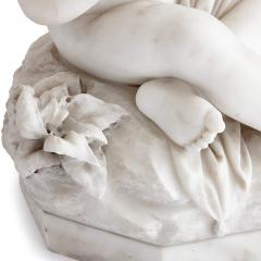 19th century marble sculpture of a putto and bird signed Pigal - 3364607