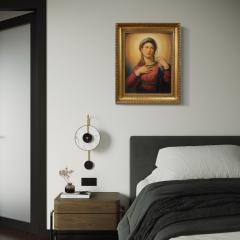 19th century panel painting Virgin Mary in contemplation - 4267452