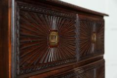 19thC Colonial Carved Campaign Teak Chest Credenza - 3802782