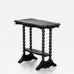 19thC Ebonised English Pine Bobbin Side Table - 4259486