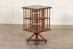 19thC English Bamboo Revolving Bookcase Side Table - 3043663