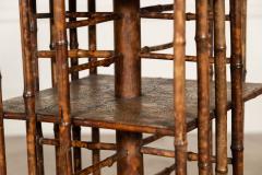 19thC English Bamboo Revolving Bookcase Side Table - 3043669
