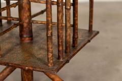 19thC English Bamboo Revolving Bookcase Side Table - 3043672